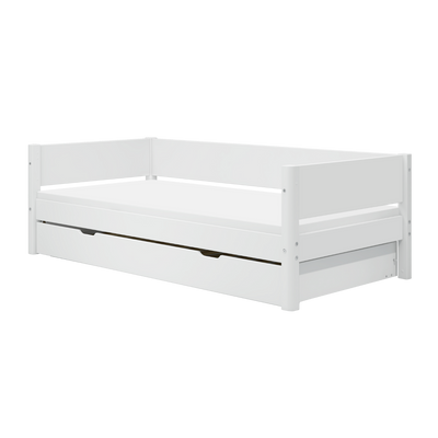 Single Bed with Pull-out Bed and Safety Rail, 90x200 cm, White