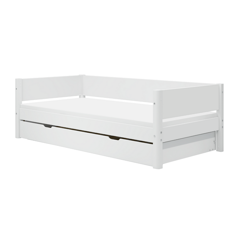 Single Bed with Pull-out Bed and Safety Rail, 90x200 cm, White