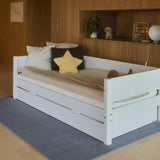 Single Bed 90x200 cm with Pull-out Bed 90x190 cm, WHITE, Daybed