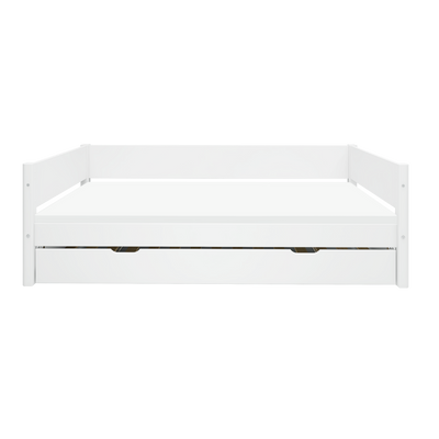 Single Bed with Pull-out Bed and Safety Rail, 90x200 cm, White