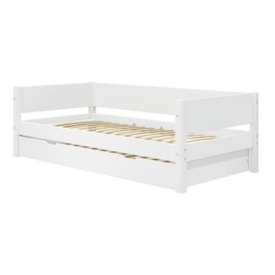 Single Bed with Pull-out Bed and Safety Rail, 90x200 cm, White