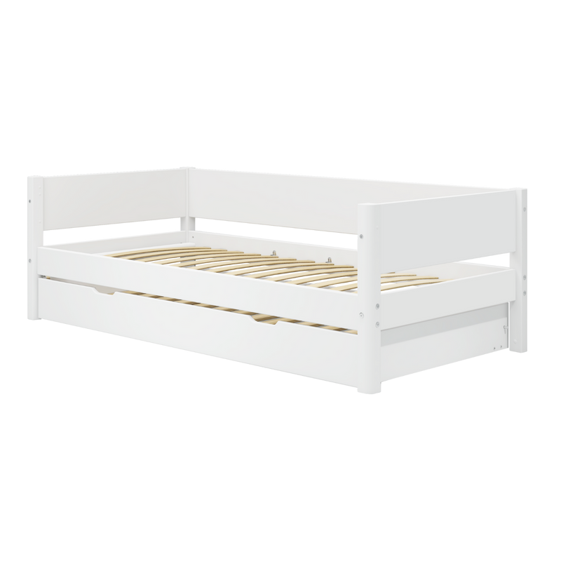 Single Bed with Pull-out Bed and Safety Rail, 90x200 cm, White