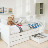 Single Bed with Pull-out Bed and Storage, 90x200 cm, White