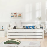 Single Bed with Pull-out Bed and Storage, 90x200 cm, White