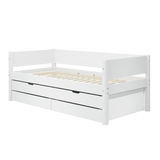 Single Bed with Pull-out Bed and Storage, 90x200 cm, White