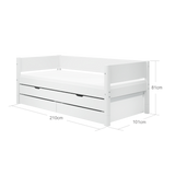 Single Bed with Pull-out Bed and Storage, 90x200 cm, White