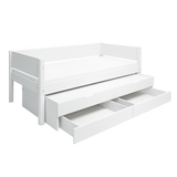 Single Bed with Pull-out Bed and Storage, 90x200 cm, White