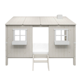 Lit simple avec maisonnette et échelle, 90x200 cm, Blanc