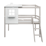 Lit haut 120 cm avec 1/2 maison Classic, 90x200 cm, Blanc/Gris