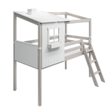 Lit haut 120 cm avec 1/2 maison Classic, 90x200 cm, Blanc/Gris