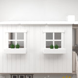 Hoogslaper 120 cm met huis en ladder, 90x200 cm, Wit/Grijs