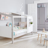 Lit simple avec 1/2 maison Classic, 90x200 cm, Blanc/Gris