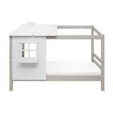 Single Bed with 1/2 House, 90x200 cm, White/Grey