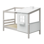 Single Bed with 1/2 House, 90x200 cm, White/Grey SINGLE_BED single-bed-w-1-2-classic-house-grey-washed-white-1  flexa-com.myshopify.com