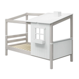 Single Bed with 1/2 House, 90x200 cm, White/Grey SINGLE_BED single-bed-w-1-2-classic-house-grey-washed-white-1  flexa-com.myshopify.com