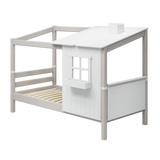 Single Bed with 1/2 Classic House, 90x200 cm, White/Grey