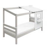 Single Bed with 1/2 House, 90x200 cm, White/Grey SINGLE_BED single-bed-w-1-2-classic-house-grey-washed-white-1  flexa-com.myshopify.com