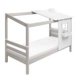 Single Bed with 1/2 Classic House, 90x200 cm, White/Grey