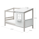 Single Bed with 1/2 House, 90x200 cm, White/Grey SINGLE_BED single-bed-w-1-2-classic-house-grey-washed-white-1  flexa-com.myshopify.com