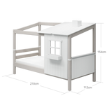 Single Bed with 1/2 Classic House, 90x200 cm, White/Grey