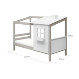 Single Bed with 1/2 House, 90x200 cm, White/Grey
