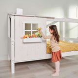 Single Bed with 1/2 House, Ladder, 90x200 cm, White