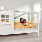 Single Bed with 1/2 House, Ladder, 90x200 cm, White