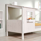 Single Bed with 1/2 House, Ladder, 90x200 cm, White