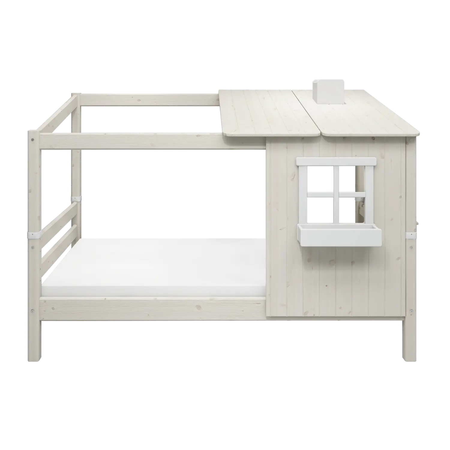 Single Bed with 1/2 House, Ladder, 90x200 cm, White SINGLE_BED single-bed-w-1-2-classic-house-white-washed-white-washed-white-1  flexa-com.myshopify.com
