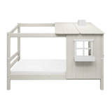 Single Bed with 1/2 House, Ladder, 90x200 cm, White
