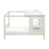 Cama individual con 1/2 casita y escalera, 90x200 cm, Blanco