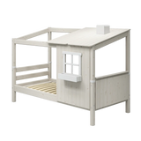 Single Bed with 1/2 House, Ladder, 90x200 cm, White SINGLE_BED single-bed-w-1-2-classic-house-white-washed-white-washed-white-1  flexa-com.myshopify.com