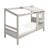 Single Bed with 1/2 House, Ladder, 90x200 cm, White