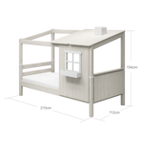 Single Bed with 1/2 House, Ladder, 90x200 cm, White