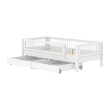 Einzelbett mit Querstreben, Stauraum und Absturzsicherung, 90x200 cm, Weiss