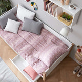 Single Bed with Storage, 90x200 cm, White/Oak