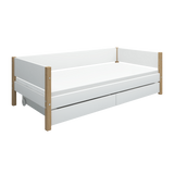 Single Bed with Storage, 90x200 cm, White/Oak