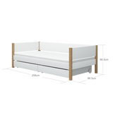 Single Bed with Storage, 90x200 cm, White/Oak