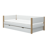 Single Bed with Pull-out Bed, 90x200 cm, White/Oak
