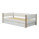 Single Bed with Pull-out Bed, 90x200 cm, White/Oak