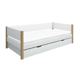 Single Bed with Pull-out Bed, 90x200 cm, White/Oak
