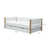 Single Bed with Pull-out Bed, 90x200 cm, White/Oak