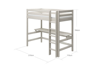 Højseng med lige stige og integreret skrivebord