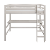 Højseng 184 cm med skrivebord, stige og sengehest, 90x200 cm, Grå
