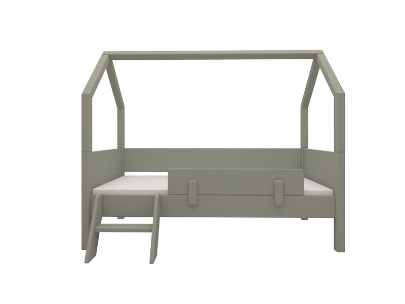Junior Bed with House Frame, Safety Rail and Ladder