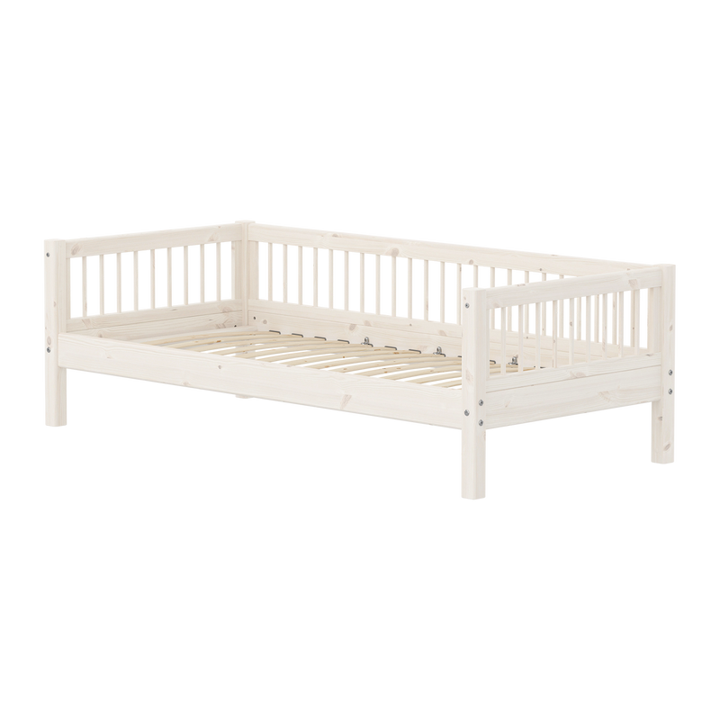 Single Bed with Safety Rail, 90x200 cm, White