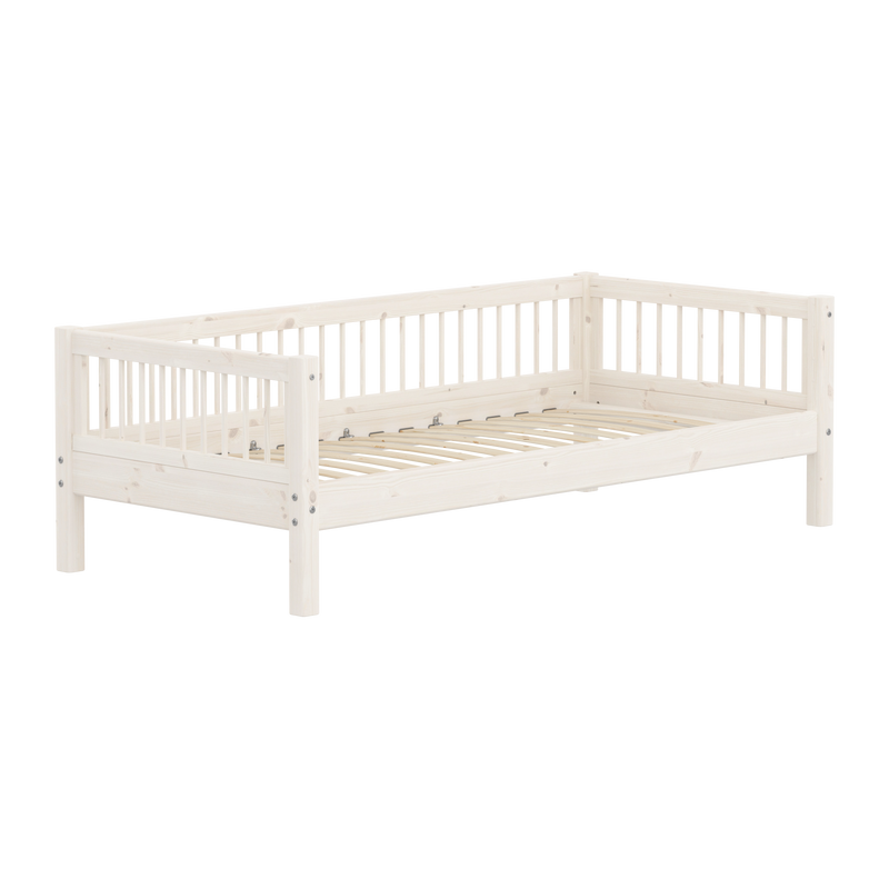 Single Bed with Safety Rail, 90x200 cm, White