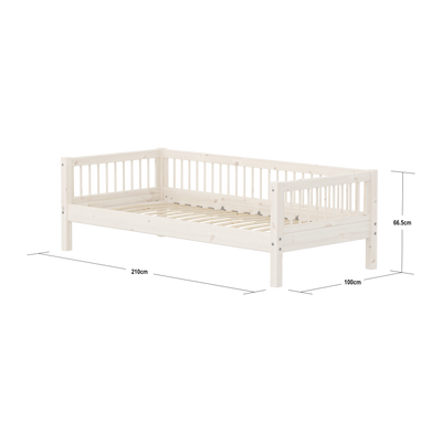 Single Bed with Safety Rail, 90x200 cm, White