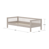 Single Bed with, 90x200 cm, Grey