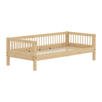 Single Bed with Safety Rail, 90x200 cm, Pine